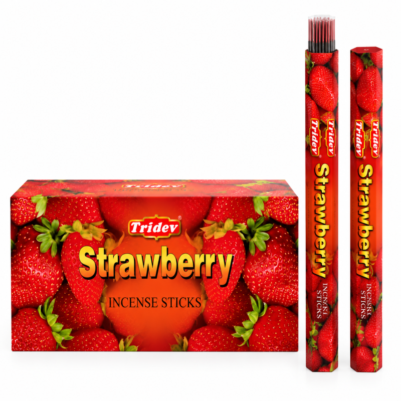 Tridev Incense Stick Strawberry Hexa Series pk6