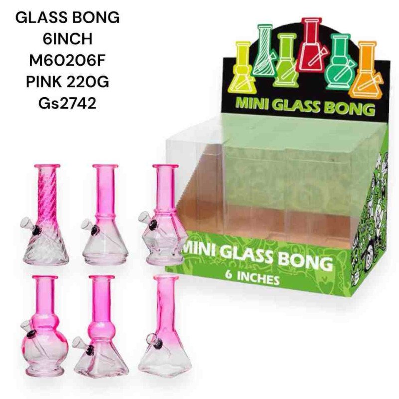 GS2742 - GLASS BONG 6INCH M60206F PINK 220G