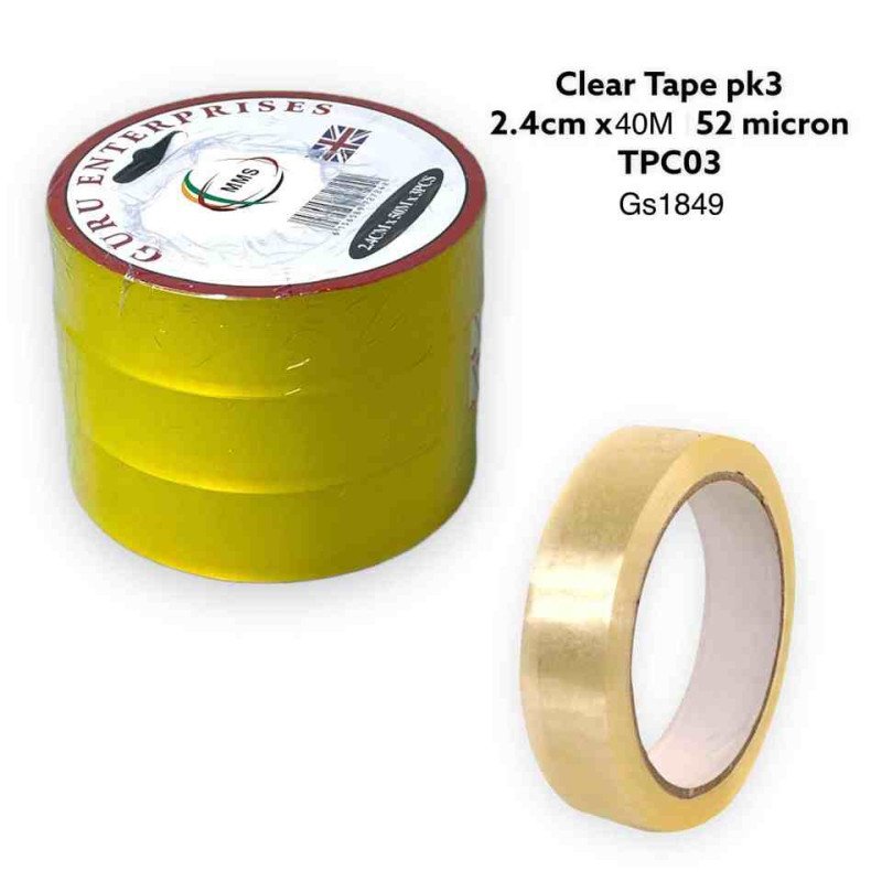Tape Clear 24X40/52 Pack of 3 TPC03 - GS1849