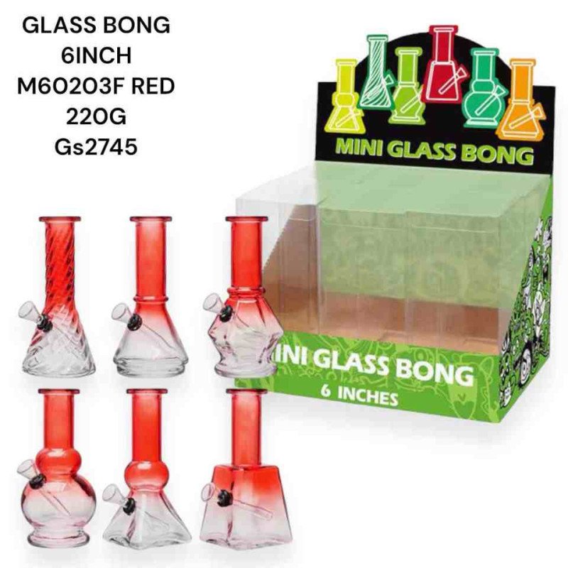 GS2745 - GLASS BONG 6INCH M60203F RED 220G